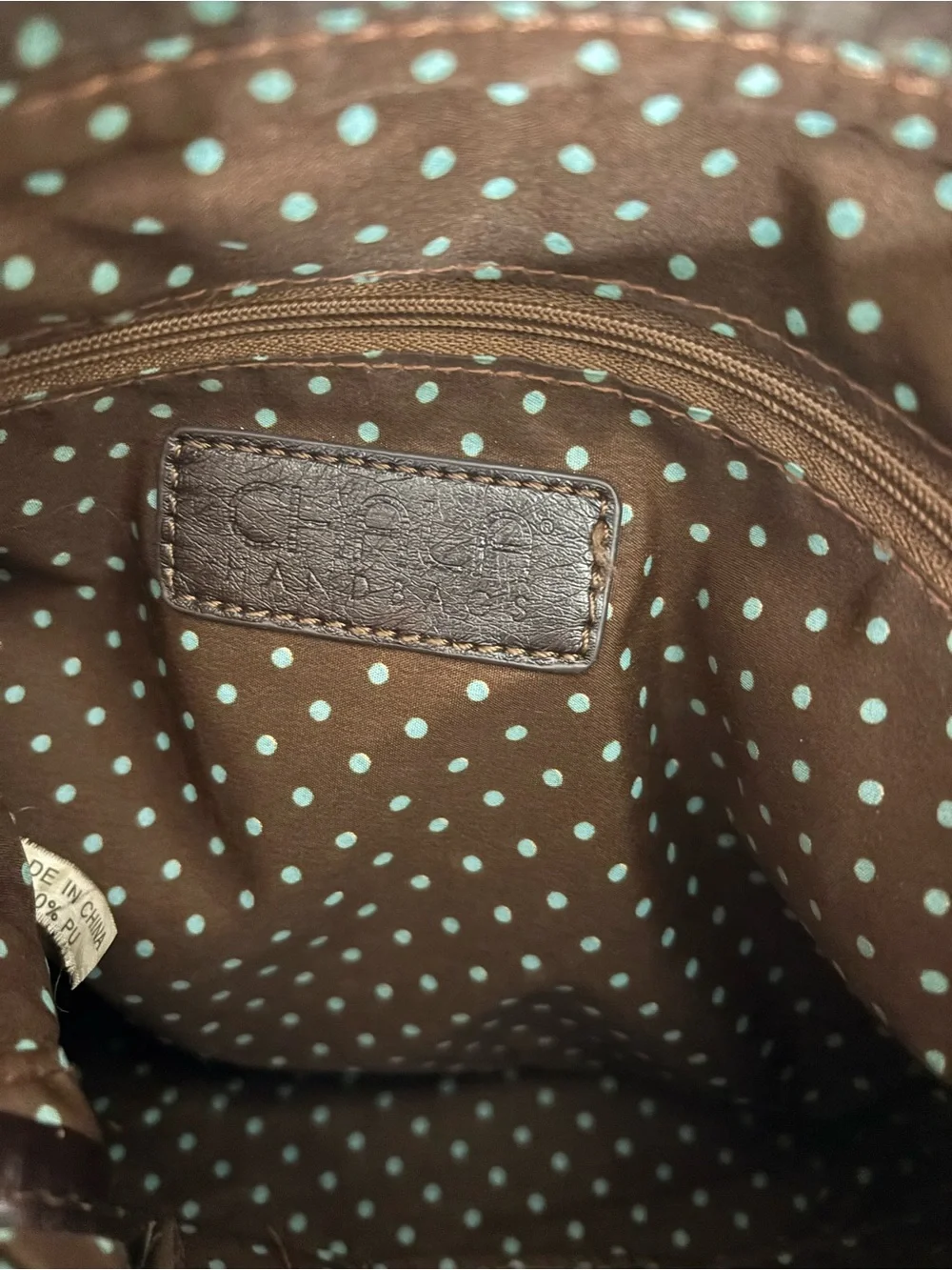 Chala Brown Paw-Applique Crossbody Bag with Contrast Trim